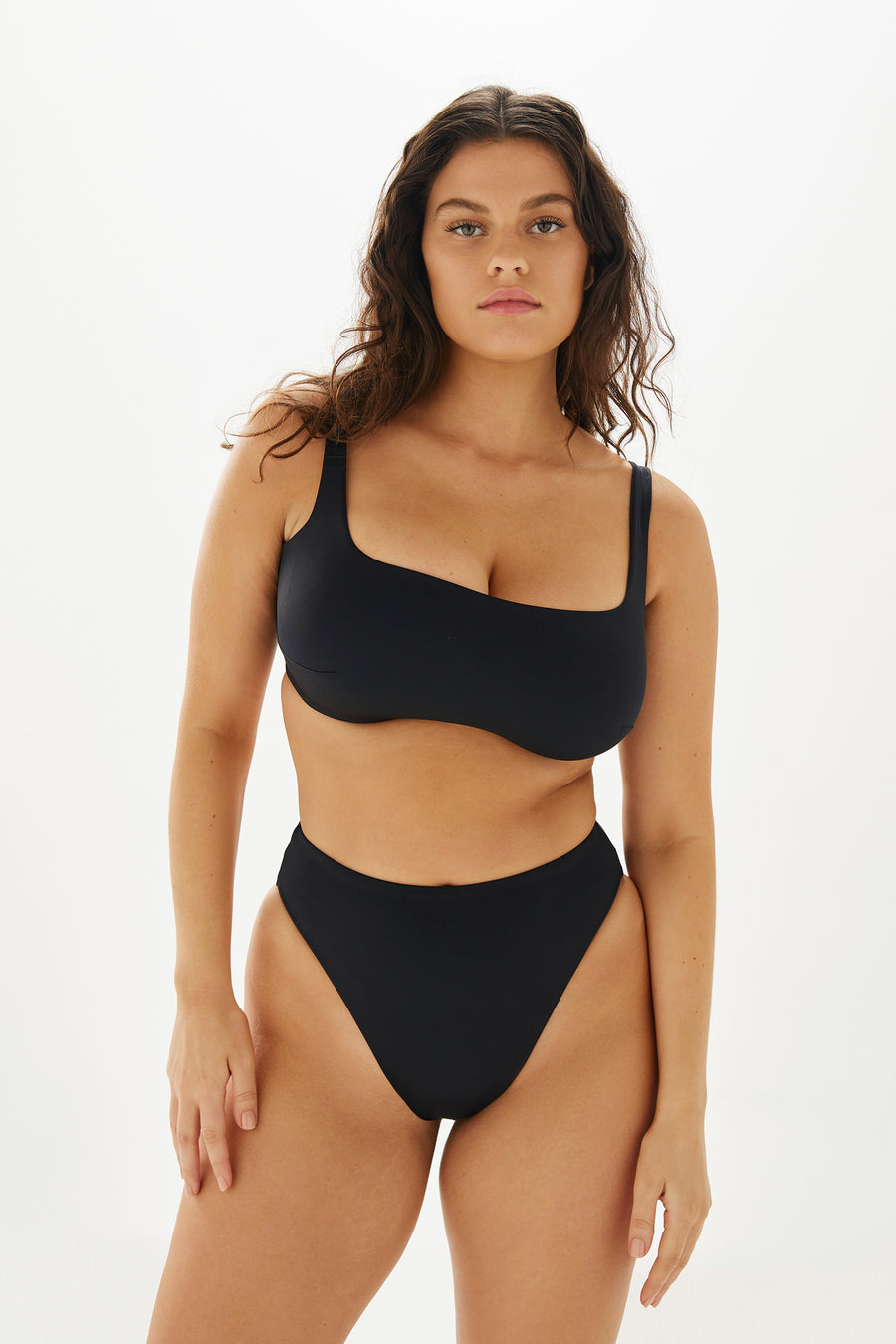 The Crop Black Top — Underwire Crop Top Bikini — Form and Fold